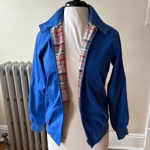 80s Vintage Foxland By Larson Blue BomberJacket Plaid Lining Zip Up Small Unisex